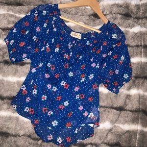 Blue Floral Top - Hollister